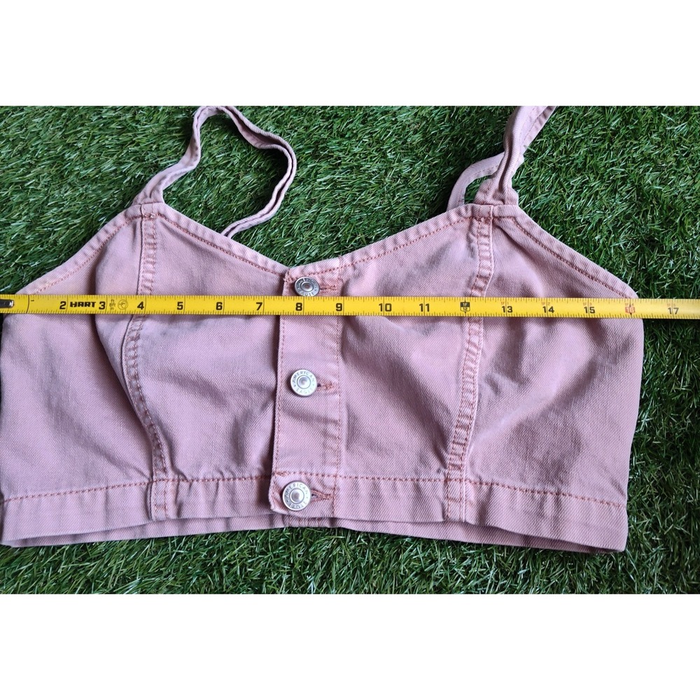 American Eagle Denim Bralette Top Mauve Size 6 Dusty Pink 100% Cotton Cropped - Picture 8 of 11